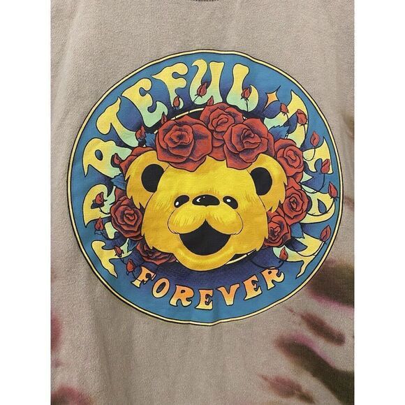 Womens Grateful Dead Graphic Tie Dye Dancing Bear Sweatshirt Small Purple Green - Picture 2 of 9